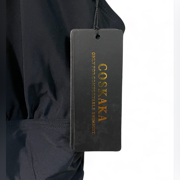 COSKAKA Women's Body One Piece Swim Dress Negro Size Small NWT - Picture 5 of 8